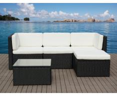GARTENFREUDE Gartenmöbel Lounge Gartenset Garnitur Sitzgruppe Polyrattan 13-teilig, Aluminiumgestell, schwarz im eleganten 4-Faser Design, wetterfest, inklusive Kissen