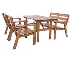 Ambientehome Garten Loungegruppe Sitzgruppe Essgruppe Massivholz HANKO, braun, 4-teiliges Set
