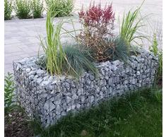 HOCHBEET Steinkorb-Gabione eckig, Maschenweite 5 x 10 cm, Länge 130 cm, Wandstärke 15 cm, Spiralverschluss, galvanisch verzinkt (130 x 100 x 80 cm)