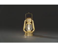 Konstsmide 4129-800 LED Dekoration goldfarbene Sturmlaterne / für Innen (IP20) / Batteriebetrieben: 2xAA 1.5V (exkl.) / 1 warm weiÃe Diode