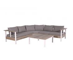 Garden Impressions 4-teilige Lounge Gartenmöbel Sitzgruppe Hobart, Lounge Gruppe für 5-6 Personen, vintage teak weiÃ, 248 x 248 x 68 cm, 1255000 milliliters, 06034BR