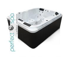 perfect-spa Whirlpool Atlanta Indoor / Outdoor 4 Personen Whirlpools Aussenwhirlpool Hot Tub Spa Außenwhirlpool Baboa Steuerung (Wanne SkyBlack, Außenverkleidung Schwarz)
