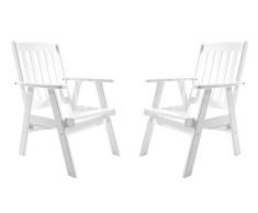 Ambientehome Gartensessel verstellbarer Sessel Stuhl Gartenstuhl Massivholz Hochlehner VARBERG, WeiÃ, 2-teiliges Set