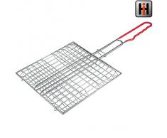 Grillbräter aus Edelstahl mit Kunststoffgriff, rechteckige Form 24x24cm || Grillguthalter Grill Korb Grillhalter Gemüsegriller Fleischgriller