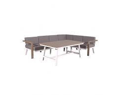Garden Impressions Outdoor Lounge Gruppe Canberra, 3-teillige Garten Sitzgruppe, Lounge-Ess Kombination für 5-6 Personen, vintage teak weiÃ, 297 x 210 x 68 cm, 01004BR