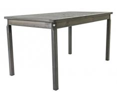Ambientehome Garten Sitzgruppe Essgruppe Massivholz EVJE, Taupegrau, 7-teiliges Set