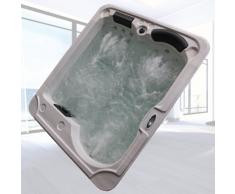 perfect-spa Whirlpool Long Beach Indoor / Outdoor Whirlpools Aussenwhirlpool Jacuzzi Hot Tub Spa Außenwhirlpool Baboa Steuerung (Wanne SkyWhite, Außenverkleidung Schwarz)