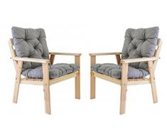 Ambientehome Gartensessel Loungesessel Sessel Gartenstuhl Massivholz inkl. Kissen HANKO, Natur, 2-teiliges Set