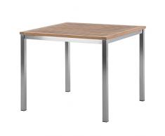 Ambientehome Tisch, Teakholz Edelstahl Lagos Esstisch Gartentisch, braun, 90x90x75 cm, 69286