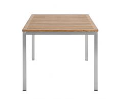 Ambientehome Tisch, Teakholz Edelstahl Lagos Esstisch Gartentisch, natur, 180x90x75 cm, 69285