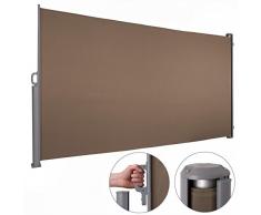 Seitenmarkise Sichtschutz Sonnenschutz Seitenrollo Markise Balkon Terrasse Halbkassette 160 x 300 cm Cappuccino