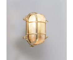 QAZQA Landhaus / Rustikal,Retro Wand- und Deckenleuchte Nautica 2 oval messing Metall Oval / LED geeignet E27 Max. 1 x 60 Watt