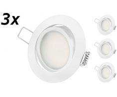 Ultra Flach LED Einbaustrahler - Tolles Design - Warmweiss 230V Weiss Schwenkbar - Einbauspots - Einbauleuchten (5.5W-Warmweiss-3er-Weiss)