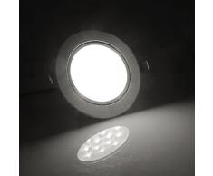 4 x Ultra Flach LED Einbaustrahler Set Deckenspot Einbauspot mit Einbauleuchten, 12W 230V, Rund, Kaltweiß Tageslichtweiß 6000-6500K, aus Aluminium