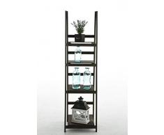 CLP Leiterregal, Treppenregal ALMA, 4 Böden, dekoratives Holz-Regal 150 x 40 x 40 cm hellbraun