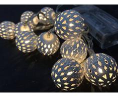 Home&Style Lichterkette mit Metallkugeln, 10 LEDs warm weiÃ, 1 m Länge, 30 cm Zuleitungskabel, 2x AA Batterien nicht inklusive, 706621