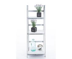 CLP Leiterregal, Treppenregal YANA, 3 Böden, dekoratives Holz-Regal ca. 110 x 40 x 40 cm antik-weiß
