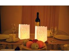 LUMINARIA 8540100 Lichtertüte Glücksklee klein - 10er Set, Windlicht, Zellstoff, 11 x 16 x 9 cm, WeiÃ