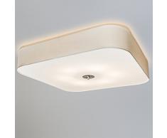 QAZQA Landhaus / Rustikal, Modern, Für Kinder Deckenleuchte Drum deluxe 70 quadratisch Jute weiß, Glas, Metal, Textil, Quadratisch / LED geeignet E27 Max. 6 x 60 Watt