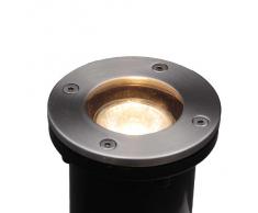 QAZQA Modern Bodenstrahler Basic Round für Außen, Glas, rostfreier Stahl, Rund / für LED geeignet GU10 Max. 1 x 50 Watt