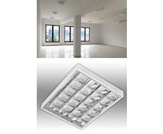 Aufbau Rasterleuchte Set mit 4 x LED T8 Röhren / Art. 8200-4-6153 / Rasterlampe Bürolampe Deckenleuchte / für Industrie- und Lagerhallen Schulen, Büros und Sozialräume Korridore, Treppen- Parkhäuser Kühl- und Lagerräume