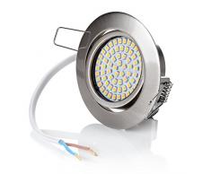6 x stück sweet led® Flaches Design LED Einbaustrahler Flach | 320 Lumen | 3.5W | 230V | Edelstahl Optik | Rund | Schwenkbar Einbauspots Einbauleuchten Einbau led (Warmweiß)