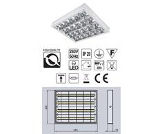 Aufbau Rasterleuchte / Art. 8200 / geeignet für 4X T8 LED Röhren / Rasterlampe Bürolampe Deckenleuchte / für Industrie- und Lagerhallen Schulen, Büros und Sozialräume Korridore, Treppen- Parkhäuser Kühl- und Lagerräume