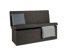 Relaxdays Faltbarer Sitzhocker mit Lehne XL HBT 73 x 114 x 38 cm stabiler Sitzcube als FuÃablage Sitzbank und Sitzwürfel aus Leinen als Aufbewahrungsbox mit Stauraum mit Deckel für Wohnraum, braun