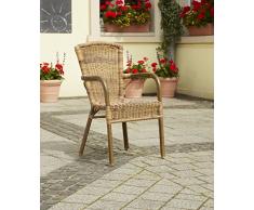 greemotion Rattan-Bistrostuhl Laos - Gartenstuhl braun in Bambus-Look - Rattanstuhl stapelbar, hohe Rückenlehne â Stapelstuhl aus Polyrattan-Geflecht - Outdoor-Stuhl für Garten, Terrasse & Balkon