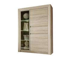 trendteam SV03845 Vitrine Wohnzimmerschrank Eiche Sonoma hell, Glas brüniert, BxHxT 94x133x38 cm