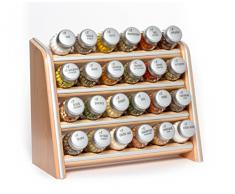 Gald Poland Hängendes/ stehendes Gewürzregal für 24 Gläser - silver line naturell, Deckel matt