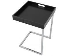 Invicta Interior Ciano Design Beistelltisch Tablett-Tisch schwarz chrom 40 x 40 cm
