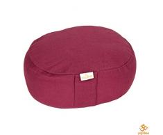 Yogilino® Reise Meditationskissen / Yogakissen Mini oval, B 26 x L 21 x H 9 cm, Bezug und Inlett aus 100% Baumwolle, Füllung Buchweizenschalen, Bezug und Inlett maschinenwaschbar bis 30ºC, aubergine