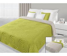 DecoKing 29886 Tagesdecke 170 x 210 cm hellgrün grün limette pistaziengrün seladon beige Tagesdecke Bettüberwurf zweiseitig pflegeleicht lime green celadon cappuccino Anthony
