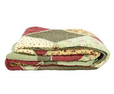1001 Wohntraum YW1113B Quilt B Rosen Karo, 230 x 250 cm, Plaid Tagesdecke, Patchwork Landhaus Shabby Decke