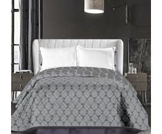 DecoKing 86759 Tagesdecke 220 x 240 cm graphit grau stahl anthrazit Bettüberwurf zweiseitig pflegeleicht geometrisches Muster grey dimgray steel Hypnosis Collection Rhombuses
