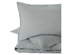 URBANARA Bettwäsche Cercosa - 100% reiner Leinen, Graugrün/Weiß, Wendedesign - 1 Bettbezug 155x220 cm + 1 Kissenbezug 80x40 cm, 2-teiliges Set Leinen-Bettwäsche