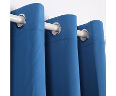 Deconovo Verdunkelungsgardinen mit Ösen Vorhang Blickdicht Ösenvorhang Blickdicht 245x140 cm Blau 2er set