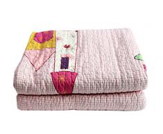 1001 Wohntraum 13D57 Quilt Lara 180 x 220 cm Prinzessin Plaid Tagesdecke, Patchwork rosa Vintage Decke