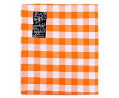 Homescapes Servietten Set Block Check 4tlg orange weiß kariert 45 x 45 cm aus 100% reiner Baumwolle, Stoffservietten orange
