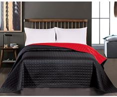 DecoKing 12079 Tagesdecke 240 x 260 cm schwarz rot Bettüberwurf Kreisen zweiseitig pflegeleicht Salice