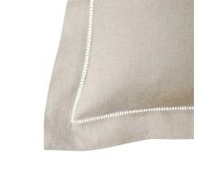 URBANARA Caslano-Bettwäsche 100% reines Leinen, Leiter Ziernaht, Natur, Kissenbezug 80 x 40 cm