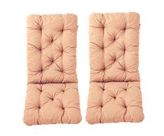 Ambientehome 2er Set Hochlehner Auflage Kissen Hanko Maxi, apricot, ca 120 x 50 x 8 cm, Rückenteil ca 70 cm, Polsterauflage