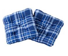 Ambientehome 2er Set Sitzkissen Sessel Evje, kariert blau, ca 50 x 50 x 8 cm, Polsterauflage