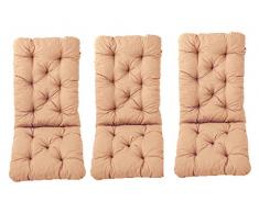 Ambientehome 3er Set Hochlehner Auflage Kissen Hanko Maxi, beige, ca 120 x 50 x 8 cm, Rückenteil ca 70 cm, Polsterauflage