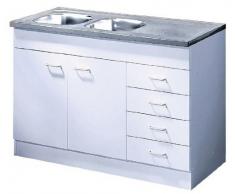 Held Möbel 361/984-05 Spülenschrank 2 türig / 4 Schubkästen / Spülbecken / 120 x 85 x 50 cm
