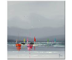 AVANT LORAGE II ,Vor dem Sturm I, Küstenlandschaft von Frederic Flanet, Wind und Meer, Kunstartikel Kunstdruck auf Holz, Grösse 50 cm x 50 cm, maritime Bilder, Wohnen und Bilder, Segeln, Strand, Wandbild