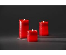 Konstsmide 1968-550 LED Dekoration rote Echtwachskerze mit zerlaufender Wachsoptik / für Innen (IP20) / 3v Innentrafo / 3er Set / 6 warm weià flackernde Dioden / transparentes Kabel