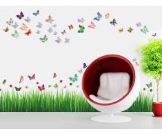 Walplus - Wandaufkleber Sticker Papier Kunst Dekoration Gras Marienkäfer Schmetterling Farbig 3D