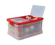 Gies 9998 Box X-Mas Family mit Deckel 45 L in rot, Kunststoff, 52 x 35.5 x 26 cm
